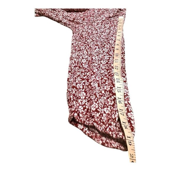 Market & Spruce Shirt Womens Large Floral Button Blouse Maroon White 3/4 Sleeve - Picture 12 of 16